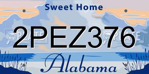 2PEZ376 Alabama License Plate