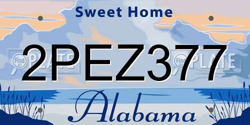 2PEZ377 Alabama License Plate