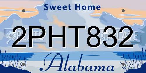 2PHT832 Alabama License Plate