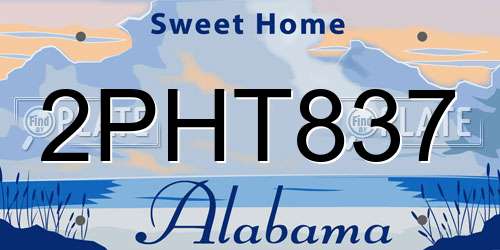 2PHT837 Alabama License Plate
