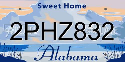 2PHZ832 Alabama License Plate