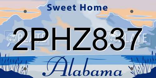 2PHZ837 Alabama License Plate