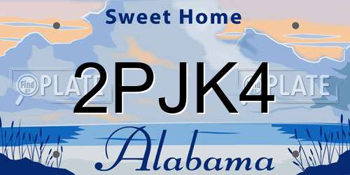 2PJK4 Alabama License Plate