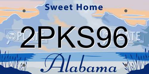 2PKS96 Alabama License Plate