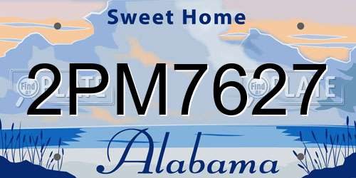 2PM7627 Alabama License Plate