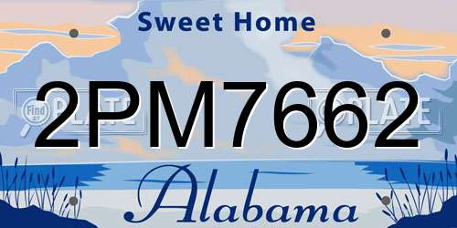 2PM7662 Alabama License Plate