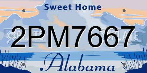 2PM7667 Alabama License Plate
