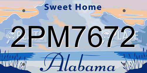2PM7672 Alabama License Plate