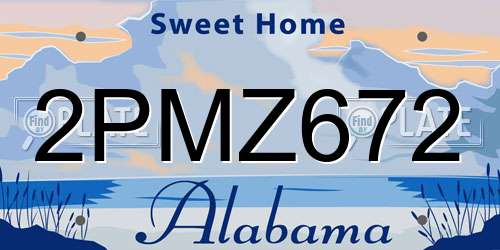 2PMZ672 Alabama License Plate