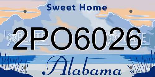 2PO6026 Alabama License Plate
