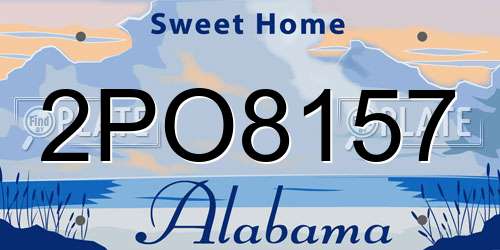 2PO8157 Alabama License Plate