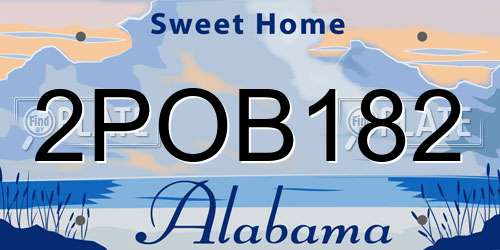 2POB182 Alabama License Plate