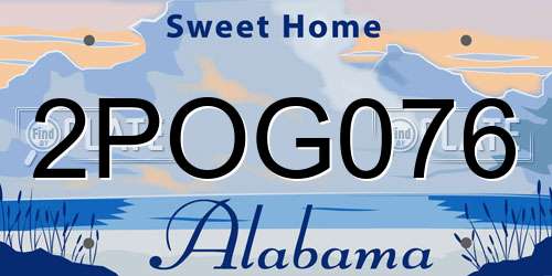 2POG076 Alabama License Plate