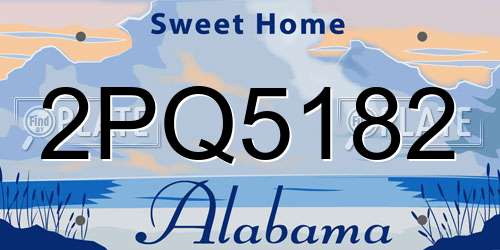 2PQ5182 Alabama License Plate