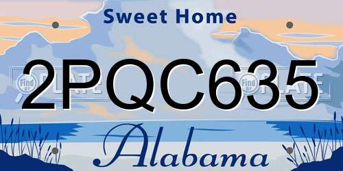 2PQC635 Alabama License Plate