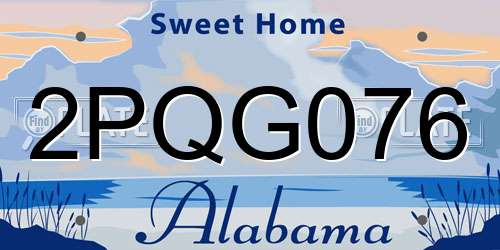 2PQG076 Alabama License Plate