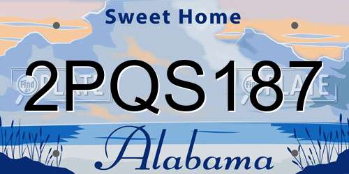 2PQS187 Alabama License Plate
