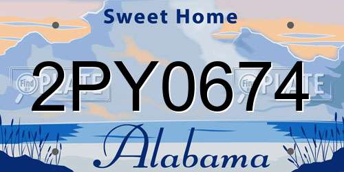 2PY0674 Alabama License Plate