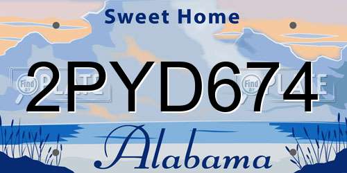 2PYD674 Alabama License Plate