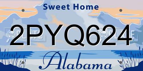2PYQ624 Alabama License Plate
