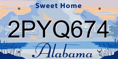 2PYQ674 Alabama License Plate