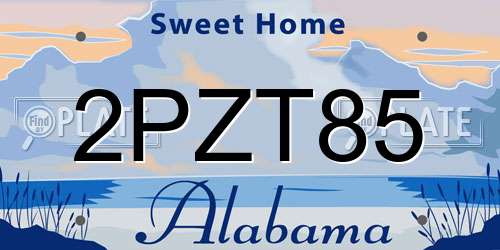 2PZT85 Alabama License Plate