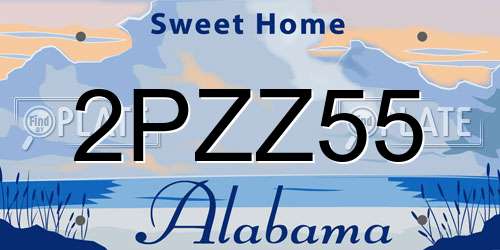 2PZZ55 Alabama License Plate