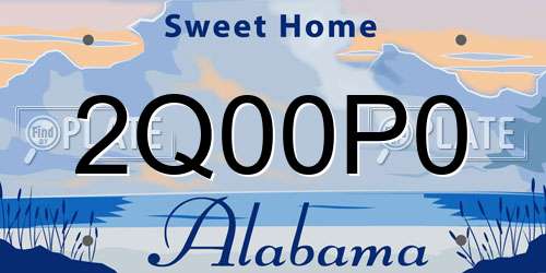 2Q00P0 Alabama License Plate