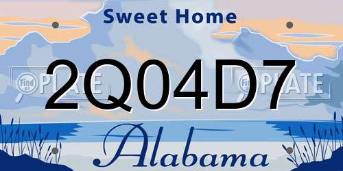 2Q04D7 Alabama License Plate
