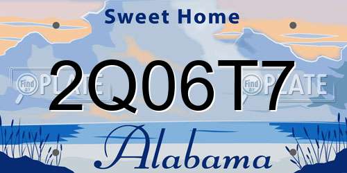 2Q06T7 Alabama License Plate