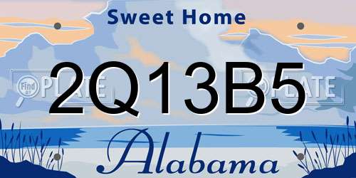 2Q13B5 Alabama License Plate