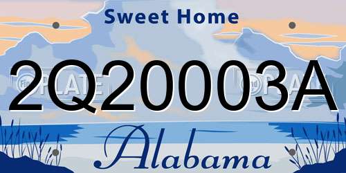 2Q20003A Alabama License Plate