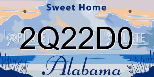 2Q22D0 Alabama License Plate