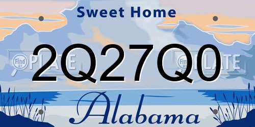 2Q27Q0 Alabama License Plate