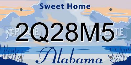 2Q28M5 Alabama License Plate