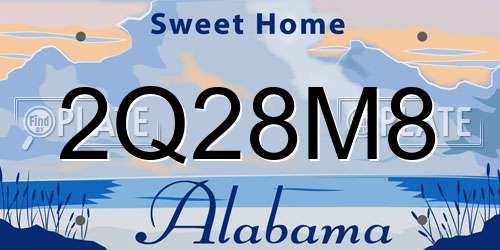 2Q28M8 Alabama License Plate