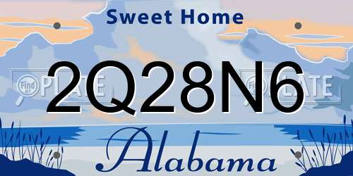 2Q28N6 Alabama License Plate