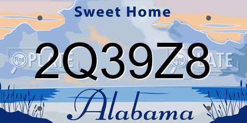 2Q39Z8 Alabama License Plate