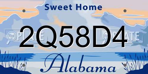 2Q58D4 Alabama License Plate