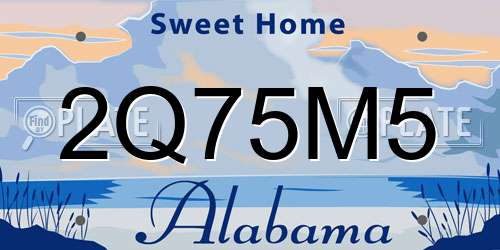 2Q75M5 Alabama License Plate