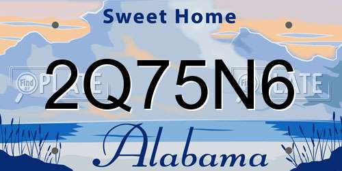 2Q75N6 Alabama License Plate