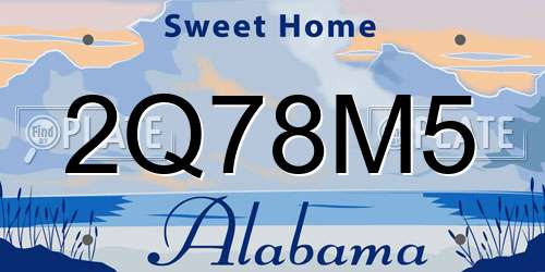 2Q78M5 Alabama License Plate