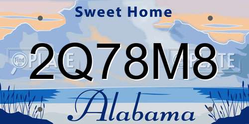 2Q78M8 Alabama License Plate