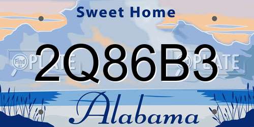 2Q86B3 Alabama License Plate