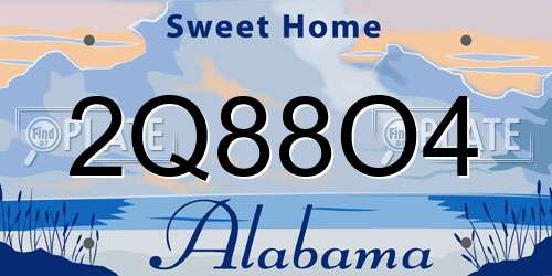 2Q88O4 Alabama License Plate