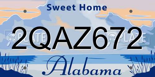 2QAZ672 Alabama License Plate