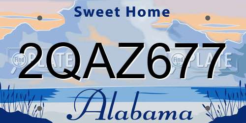 2QAZ677 Alabama License Plate