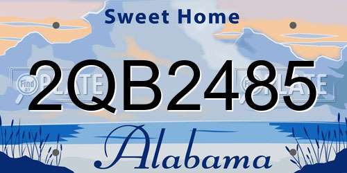 2QB2485 Alabama License Plate