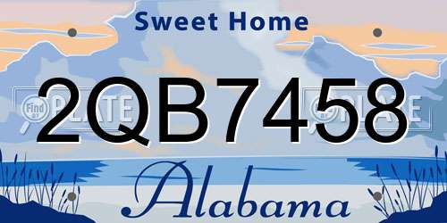 2QB7458 Alabama License Plate