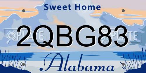 2QBG83 Alabama License Plate